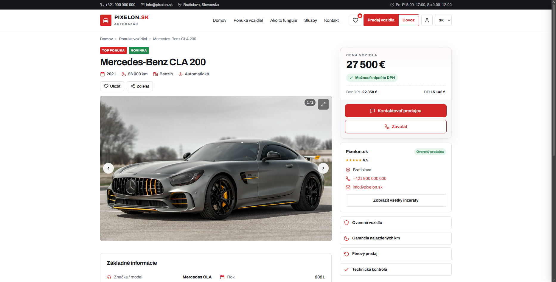 webstránka pre autobazár – Náhľad 1