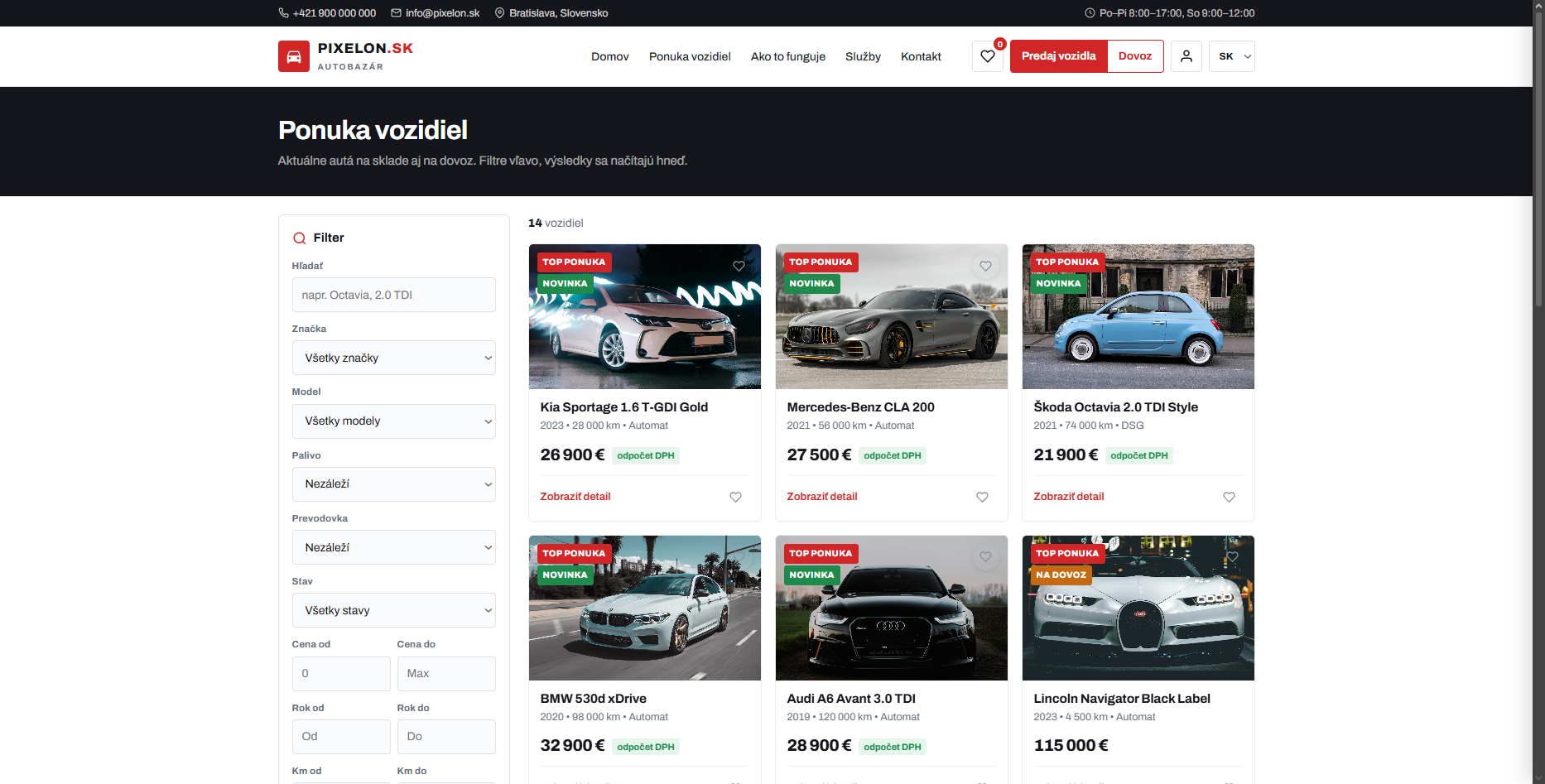 webstránka pre autobazár – Náhľad 2
