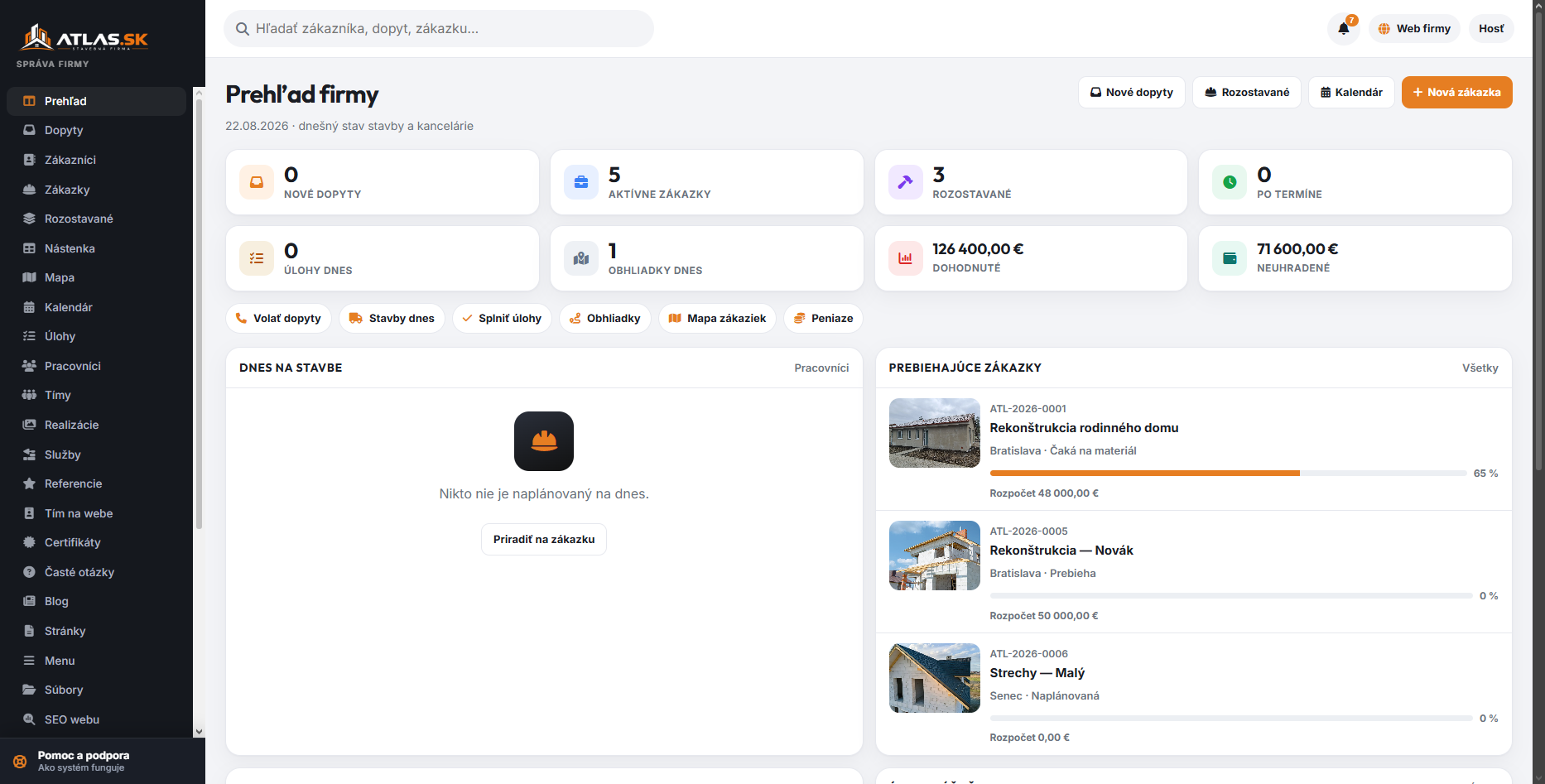 CRM + site d'entreprise pour les entreprises de construction (demandes, commandes, espace client) – Náhľad 8